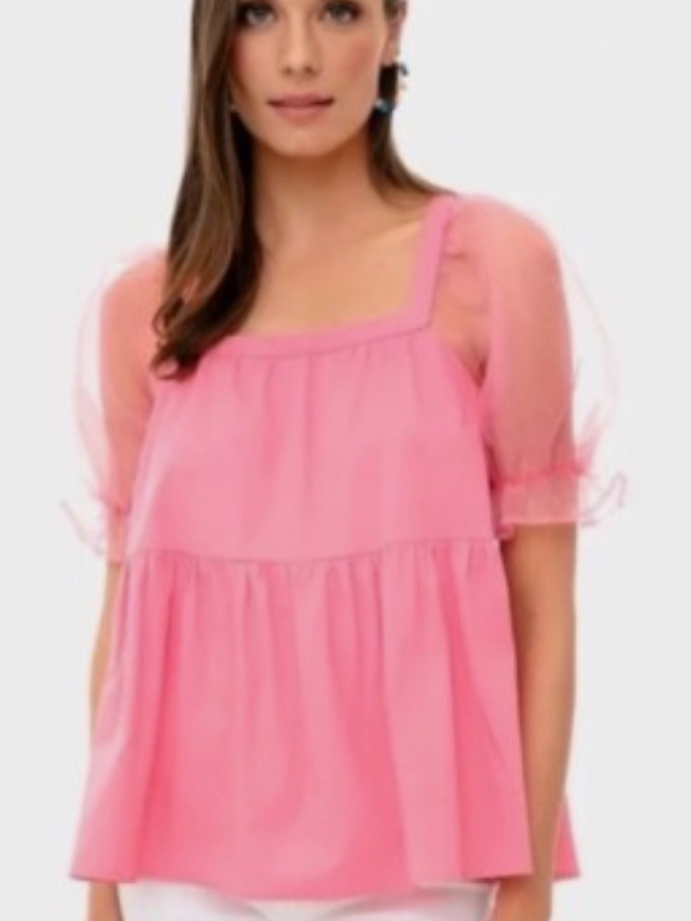 Pomander Place Pink Puff Sleeve Peplum Blouse  Tinsley Top Small Tuckernuck S